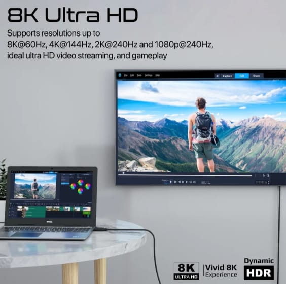 Promate 8K DisplayPort to DisplayPort Cable, 3m Cable Length alternate view