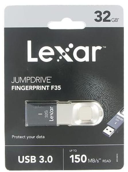 32GB Lexar® Fingerprint F35 USB 3.0 flash drive