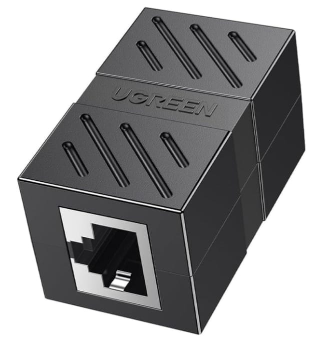 UGREEN RJ45 Network Keystone Jack Inline Coupler Female to Female Black - NW114
