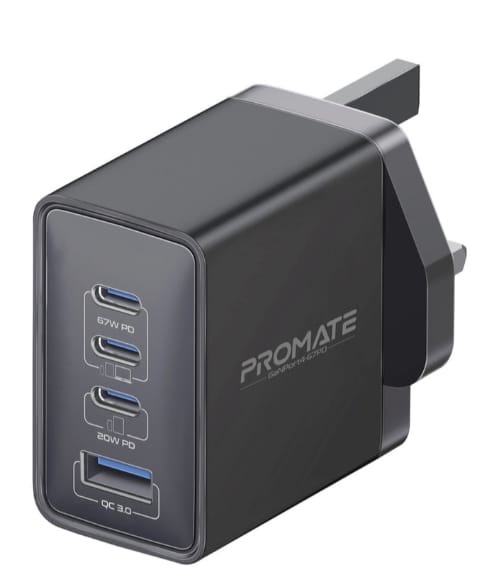 Promate 67W Power Delivery GaNFast™ Charger with Quick Charge 3.0