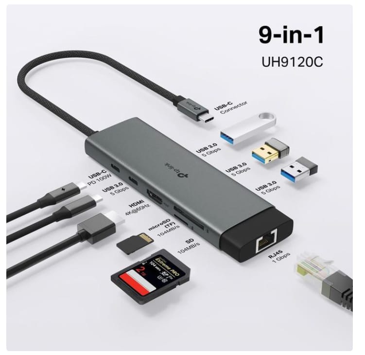TP-Link 9 Port Hub - USB Type C to RJ 45 alternate view