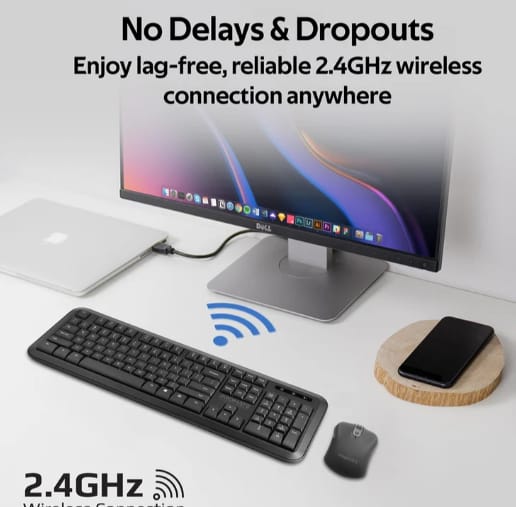 Promate Ergonomic Wireless Keyboard & Mouse Combo with USB-A/USB-C dongal,black alternate view