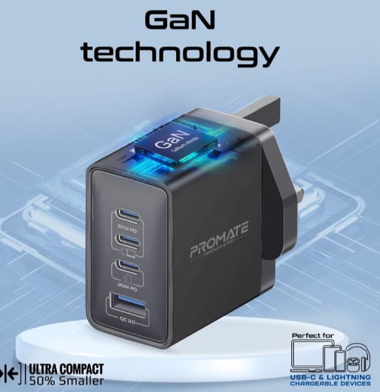 Promate 67W Power Delivery GaNFast™ Charger with Quick Charge 3.0 alternate view
