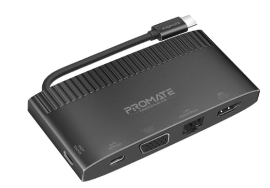 Promate 6-in-1 Highly Versatile USB-C Media Hub with 100W Power Delivery