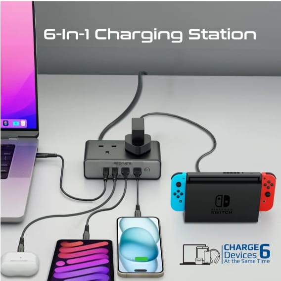 Promate 65W Power Delivery GaNFast™ charging station alternate view