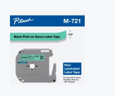 Brother M-Series Label Tape (9mm) – Black on Green / Gold / Pink
