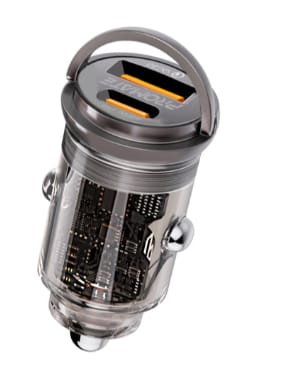 Promate 65W RapidCharge™ Transparent Mini Car Charger with Power Delivery & QC 3.0