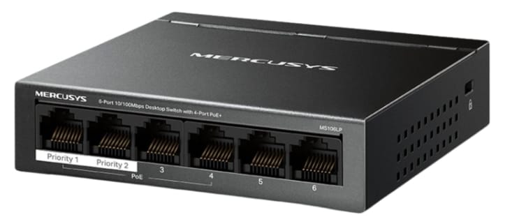 MERCUSYS MS106LP — 6-Port 10/100Mbps Desktop Switch with 4-Port PoE+