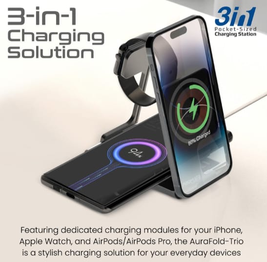 Promate Ultra-Slim Transparent Foldable 15W MagSafe compatible Wireless Charging Station alternate view